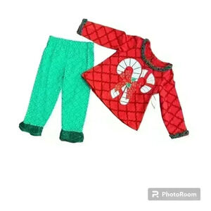 Christmas Baby Girls size 12-18 months Candy Cane Top and Leggings Set NWOT\